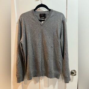 100% cashmere grey men’s size medium sweater black & Brown bran , NWT